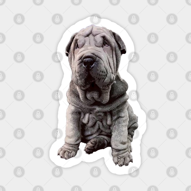 Shar Pei Cute Blue Puppy Dog Sticker by ElegantCat